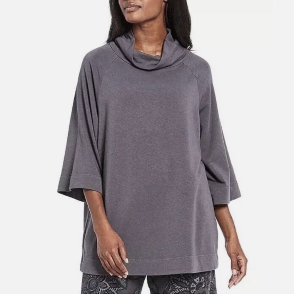 Bryn Walker Keena Cowl Neck Tunic Top Blouse Gray